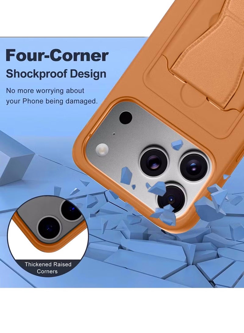 دبليو تيك غلاف حالة مع حامل يد لآيفون 17 برو ماكس 5G 2025 مصنوع من السيليكون TPU (MCHPSN) - بني - Image 4