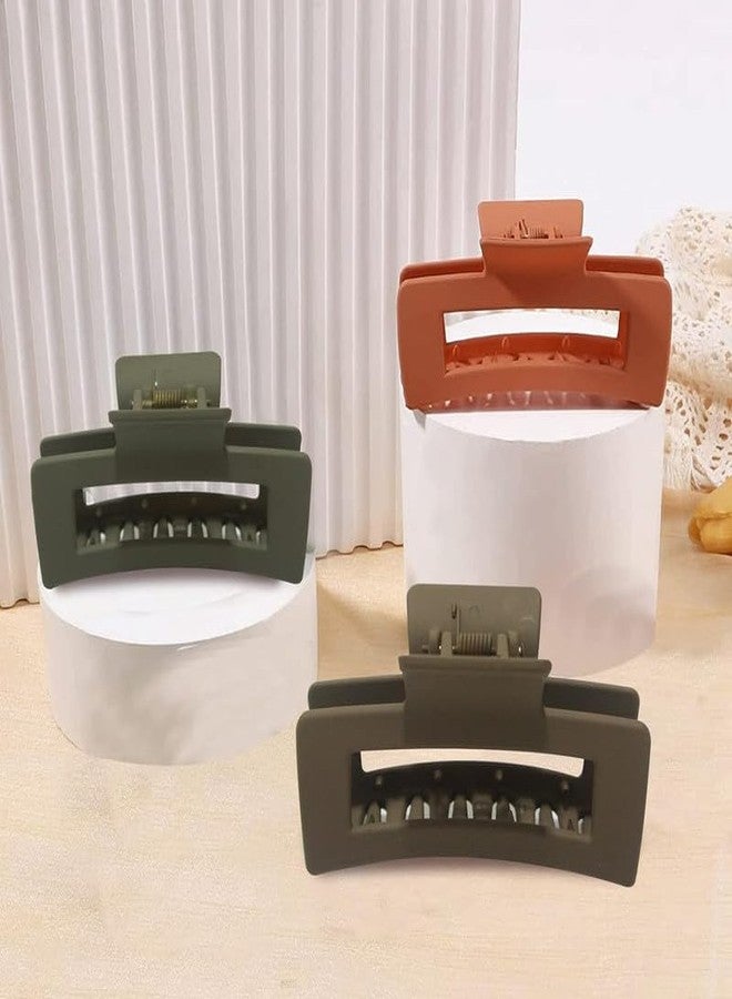 Minta Hair Claw Clip 3Pcs Claw Clips for Women and Girls Matte Non Slip Solid Colour Large Hair Clips for Thick Hair Gift for Mother(Brown Green Orange) - Image 3