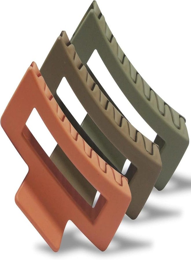 Minta Hair Claw Clip 3Pcs Claw Clips for Women and Girls Matte Non Slip Solid Colour Large Hair Clips for Thick Hair Gift for Mother(Brown Green Orange) - Image 2