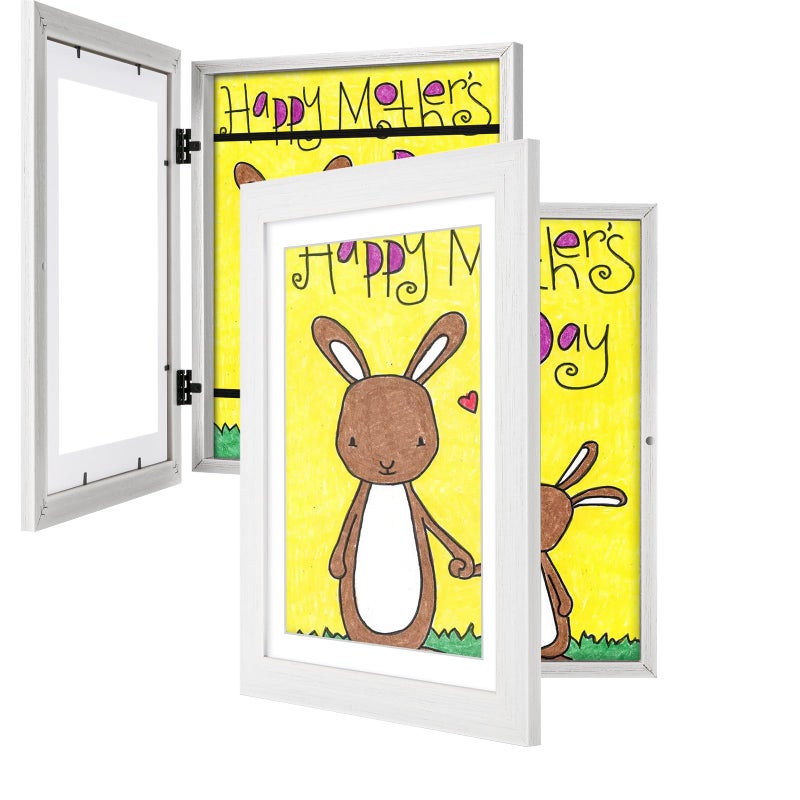 JDZIVTOP 2Pack Kids Art Frames White 10x125 85x11 Child Artwork Display Frame WithoutWith Mat Changeable Front Opening Frame Children Storage Frame Hold 50pcs Crafts Drawing Art Project Schoolwork