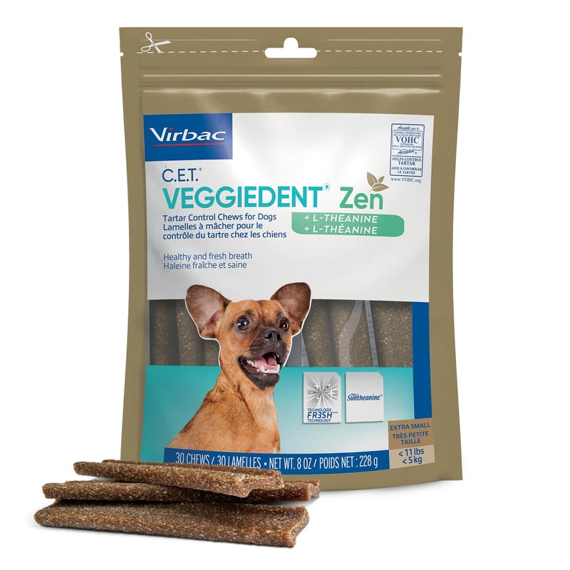 Virbac C.E.T. VEGGIEDENT Zen Tartar Control Chews for Dogs - Extra Small - Image 1