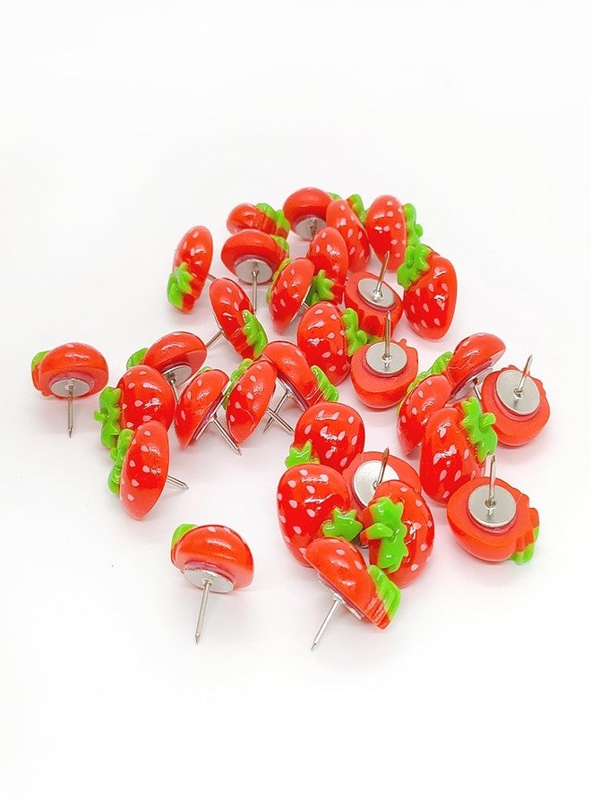 LLDYNW 30 pcs Strawberry Push Pins Cartoon Thumbtacks Fruit Resin Pushpins for Photo Wall Cork Board Bulletin Board Home Office Decoration Drawing Pins - Image 5