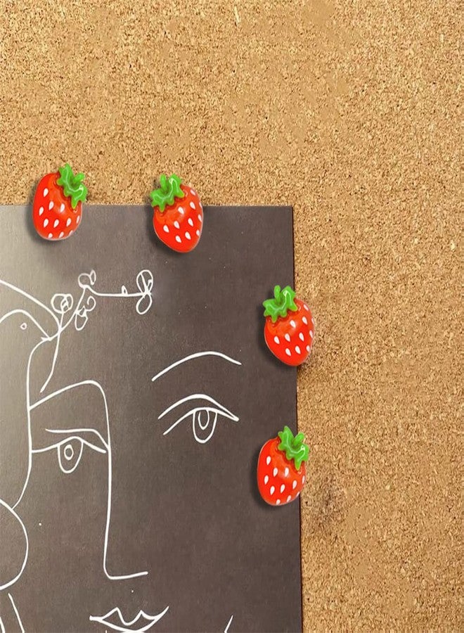 LLDYNW 30 pcs Strawberry Push Pins Cartoon Thumbtacks Fruit Resin Pushpins for Photo Wall Cork Board Bulletin Board Home Office Decoration Drawing Pins - Image 3