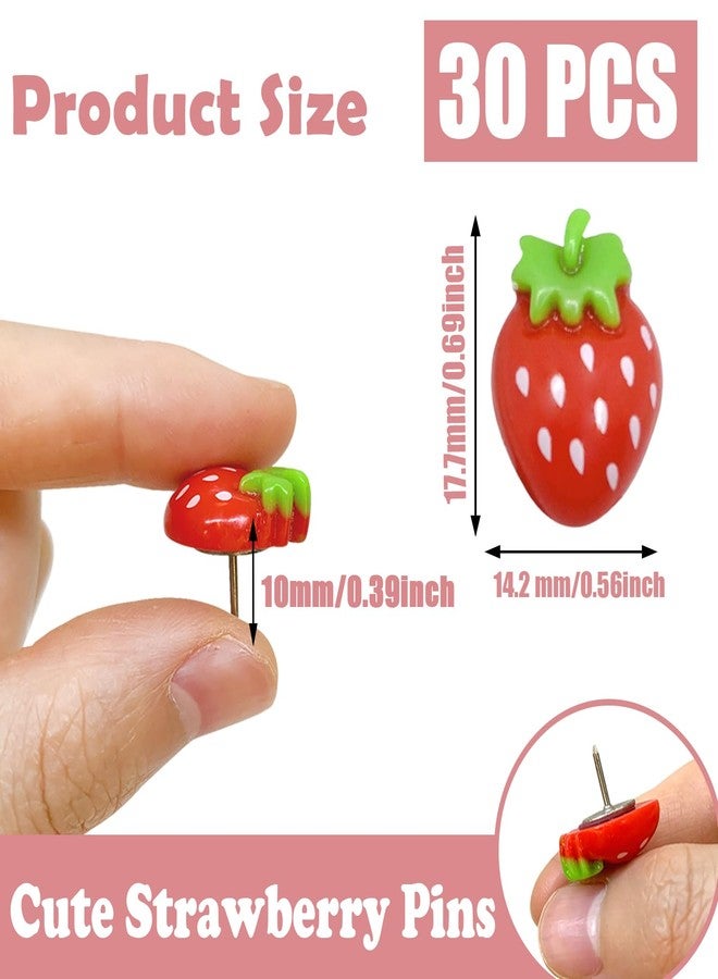 LLDYNW 30 pcs Strawberry Push Pins Cartoon Thumbtacks Fruit Resin Pushpins for Photo Wall Cork Board Bulletin Board Home Office Decoration Drawing Pins - Image 2