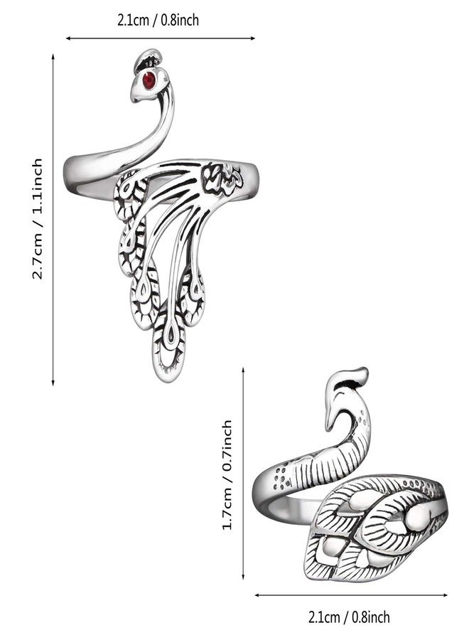 MIKIMIQI 4 Pack Adjustable Knitting Loop Yarn Guide Finger Holder Peacock Open Finger Ring for Faster Knitting, 4 Styles - Image 2