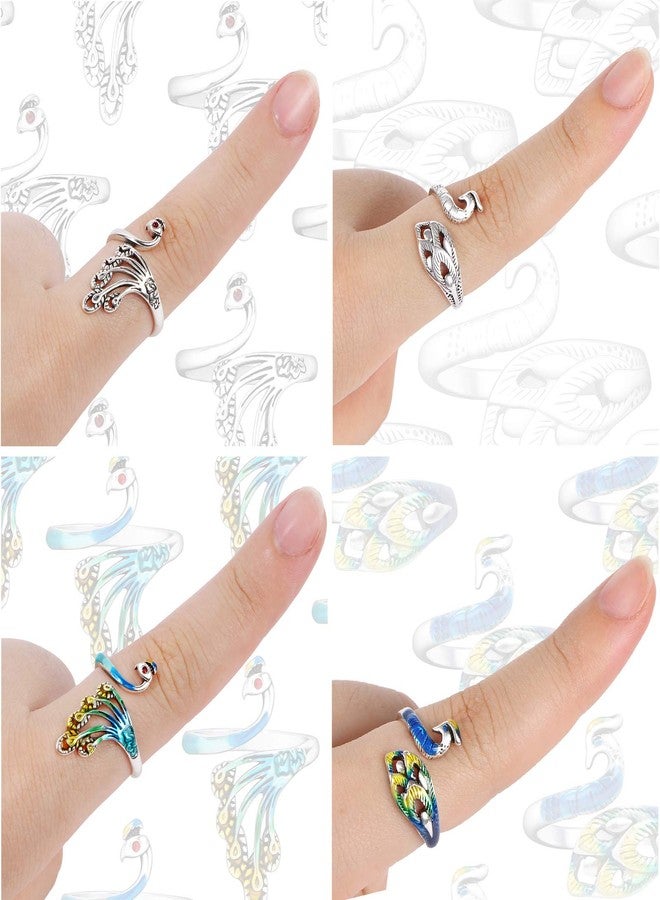 MIKIMIQI 4 Pack Adjustable Knitting Loop Yarn Guide Finger Holder Peacock Open Finger Ring for Faster Knitting, 4 Styles - Image 4