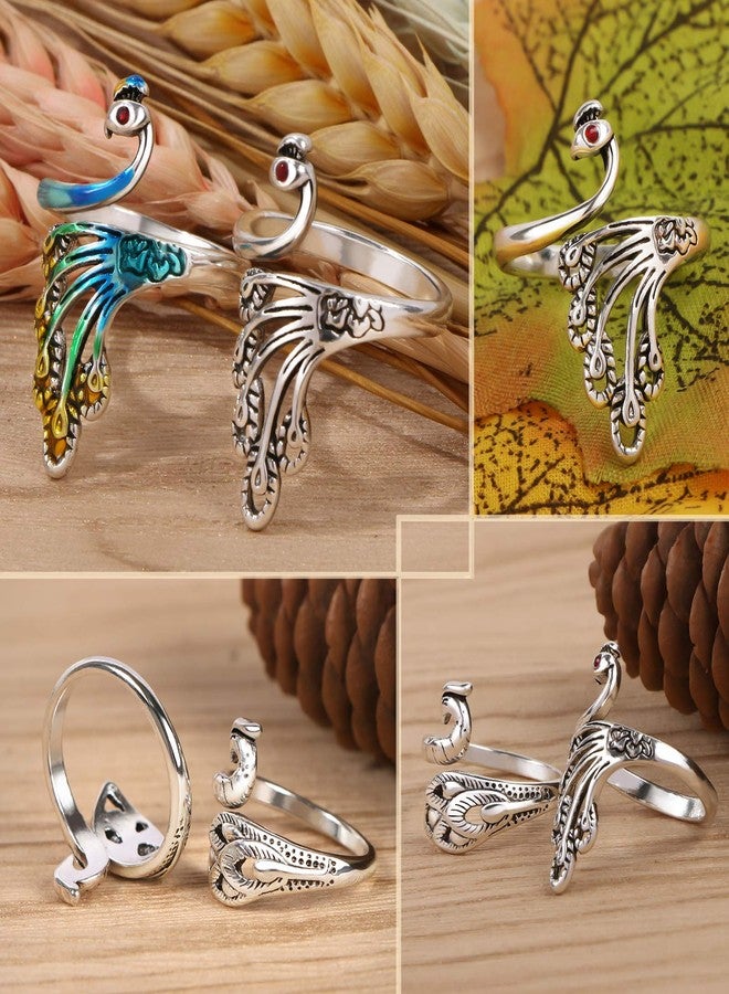 MIKIMIQI 4 Pack Adjustable Knitting Loop Yarn Guide Finger Holder Peacock Open Finger Ring for Faster Knitting, 4 Styles - Image 3