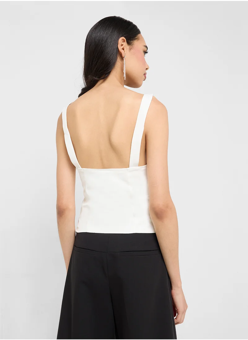 جينجر V Neck Diamante Bow Detail Top