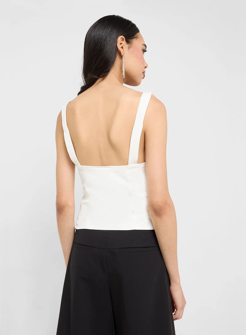 Ginger V Neck Diamante Bow Detail Top