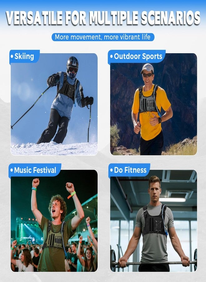 Criuage Outdoor Hydration Vest for Running & Hiking, Lightweight Breathable Water Backpack with 2.0L Bladder, Bounce-Free Chest Pack for Marathon, Cycling, Trekking for Men and Women (Nylon Black, One Size) - Image 2