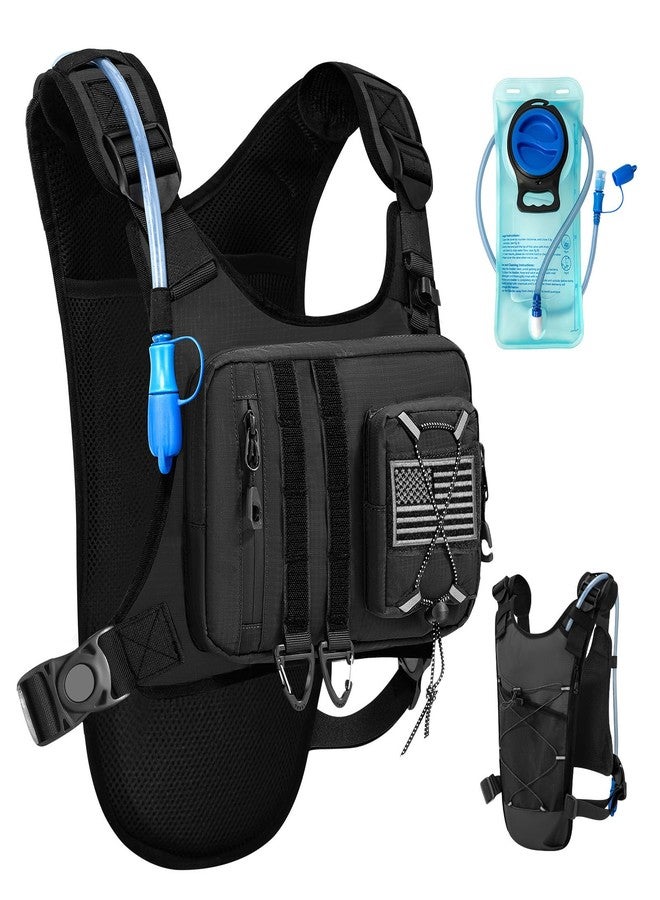 Criuage Outdoor Hydration Vest for Running & Hiking, Lightweight Breathable Water Backpack with 2.0L Bladder, Bounce-Free Chest Pack for Marathon, Cycling, Trekking for Men and Women (Nylon Black, One Size) - Image 1