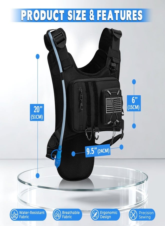 Criuage Outdoor Hydration Vest for Running & Hiking, Lightweight Breathable Water Backpack with 2.0L Bladder, Bounce-Free Chest Pack for Marathon, Cycling, Trekking for Men and Women (Nylon Black, One Size) - Image 4
