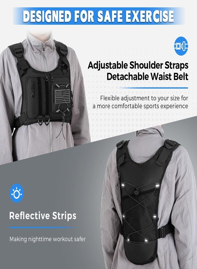 Criuage Outdoor Hydration Vest for Running & Hiking, Lightweight Breathable Water Backpack with 2.0L Bladder, Bounce-Free Chest Pack for Marathon, Cycling, Trekking for Men and Women (Nylon Black, One Size) - Image 5