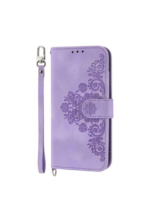 S-TOP Case For Motorola Moto G Play 2023 Skin-feel Flowers Embossed Wallet Leather Phone Case - Image 2