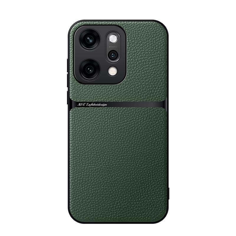 erorex For OPPO  Reno14 Pro Global Litchi Leather Magnetic Full Coverage Shockproof Phone Case(Green) - Image 1