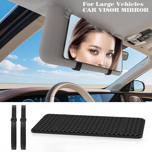 saiggnyy Large Car Visor Mirror,10" Vanity Makeup Mirror Wide View, Lightweight Car Makeup Mirrors for Large Sun Visor, Vehicle Accessories with Secure Reinforced Flexible Mount - Image 2