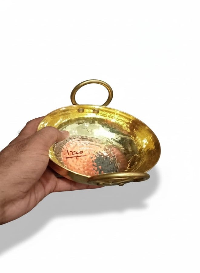 Handcrafted Pure Brass Serving Kadhai with Handles | Traditional Indian Hammered Brass Utensil | Decorative & Functional Kitchenware - Image 3