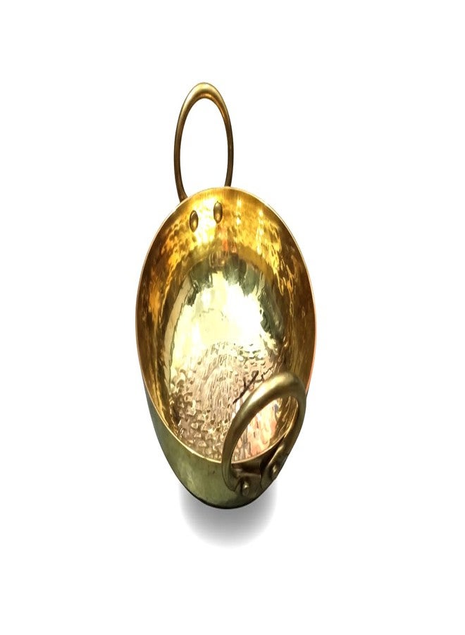 Handcrafted Pure Brass Serving Kadhai with Handles | Traditional Indian Hammered Brass Utensil | Decorative & Functional Kitchenware - Image 2