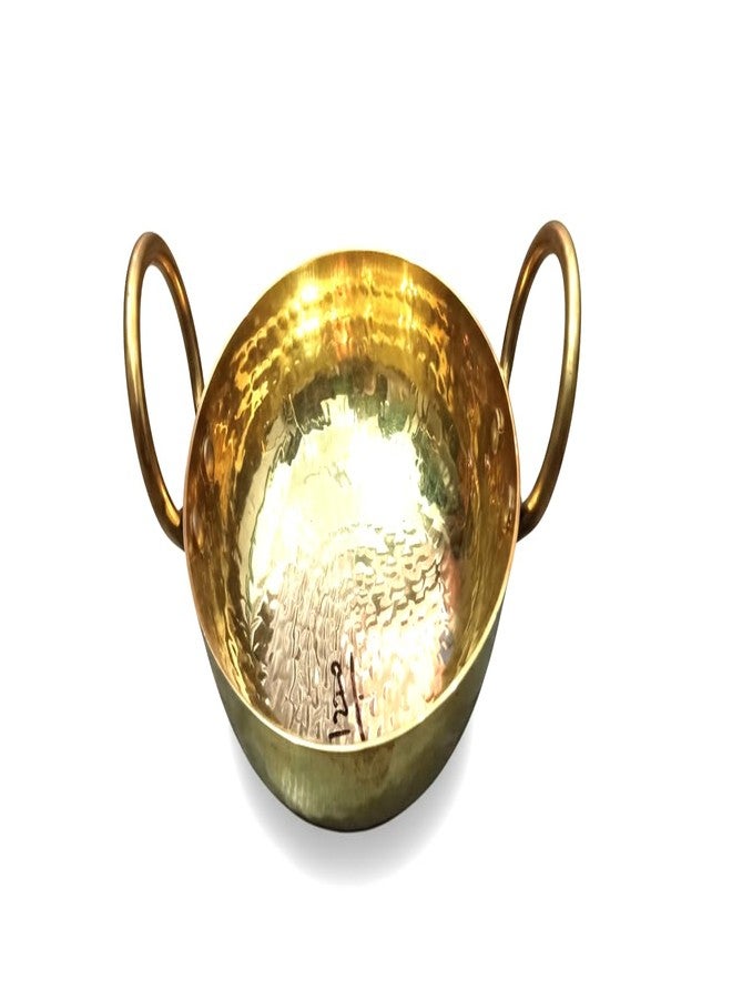 Handcrafted Pure Brass Serving Kadhai with Handles | Traditional Indian Hammered Brass Utensil | Decorative & Functional Kitchenware - Image 4