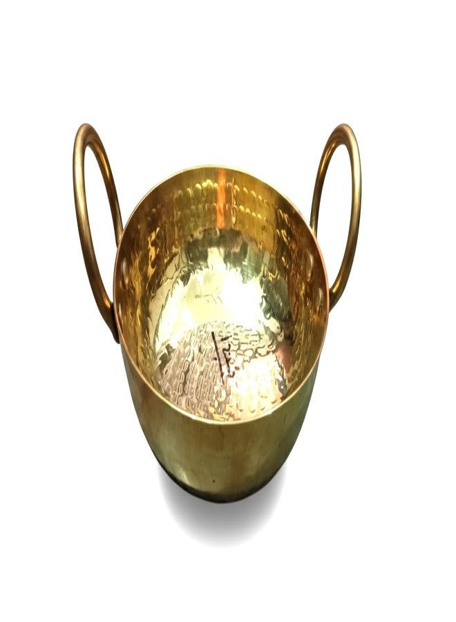Handcrafted Pure Brass Serving Kadhai with Handles | Traditional Indian Hammered Brass Utensil | Decorative & Functional Kitchenware - Image 1