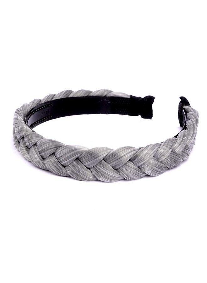 DIGUAN Width 0.6 inches Narrow Synthetic Hair Plaited Headband Braid With Teeth Hair Band Accessories for Women Girl (Smoky Gray) - Image 3