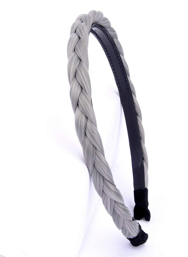 DIGUAN Width 0.6 inches Narrow Synthetic Hair Plaited Headband Braid With Teeth Hair Band Accessories for Women Girl (Smoky Gray) - Image 2