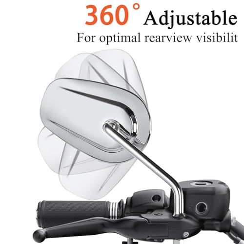 FOVPLUE Handlebar Mount Mirrors,Left & Right Side Long Stem Rearview mirrors for 1982-2024 Harley Models,for CVO Dyna Electra Glide Road Glide Road King Softail Street Glide Sportster 1200 883,Black - Image 4