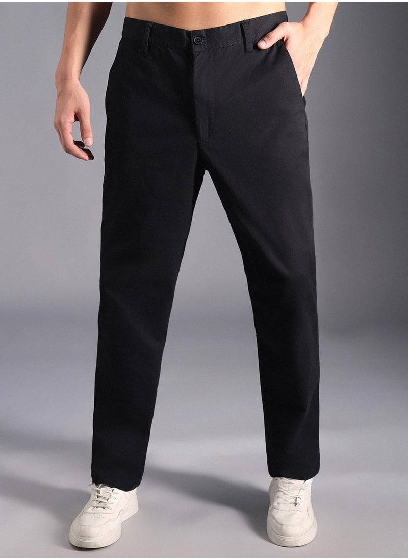 HIGH STAR Relaxed Mid-Rise Cotton Regular Trousers for Men  - Image 2