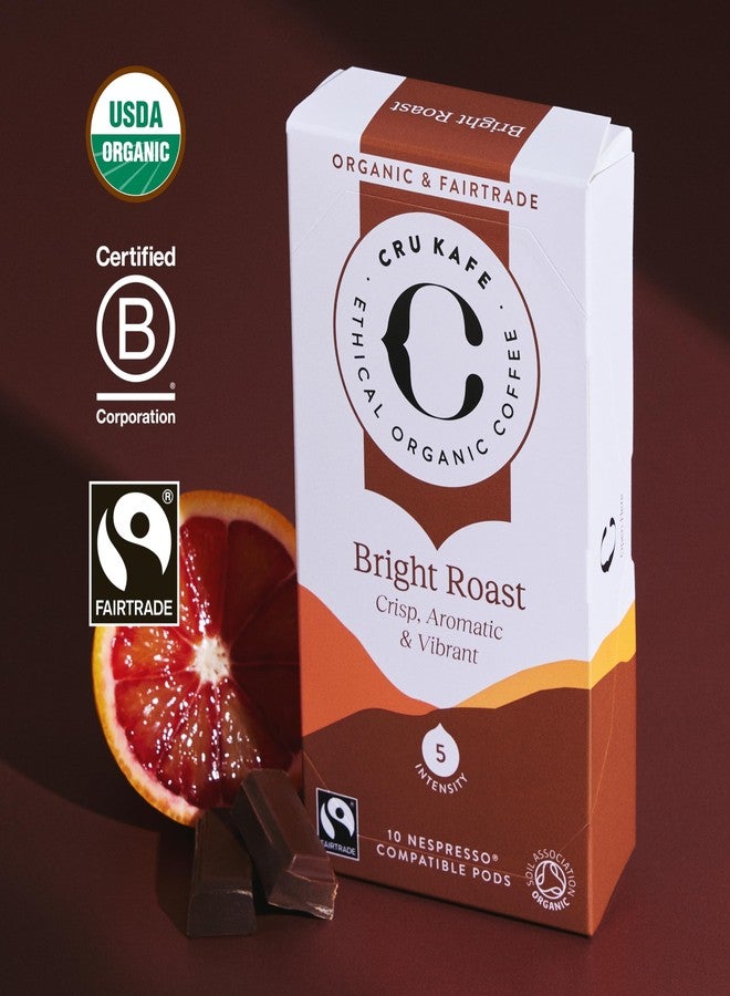 Cru Kafe Bright Roast USDA Organic Espresso Coffee Capsules (50 Pods) Fairtrade Coffee Pods Compatible with Nespresso Original Line and Pixie Machines - Image 2