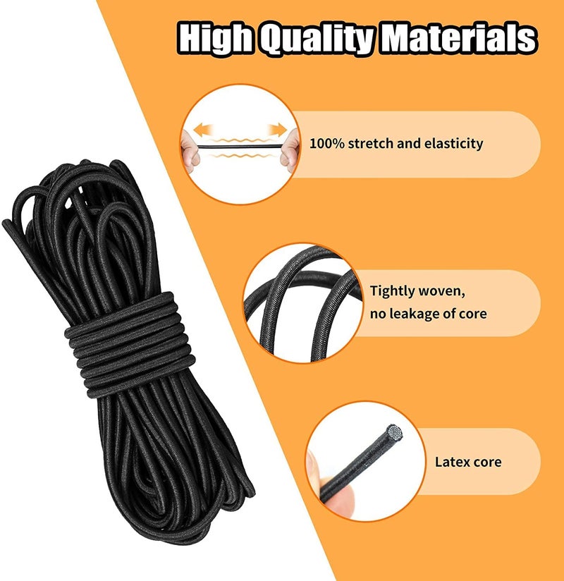 SHOPEE Round Elastic Band Cord Rope Stretch String for High Fashion Boutique Craft Project Crafting Hanging 125 Meter 2 mm Black - Image 3