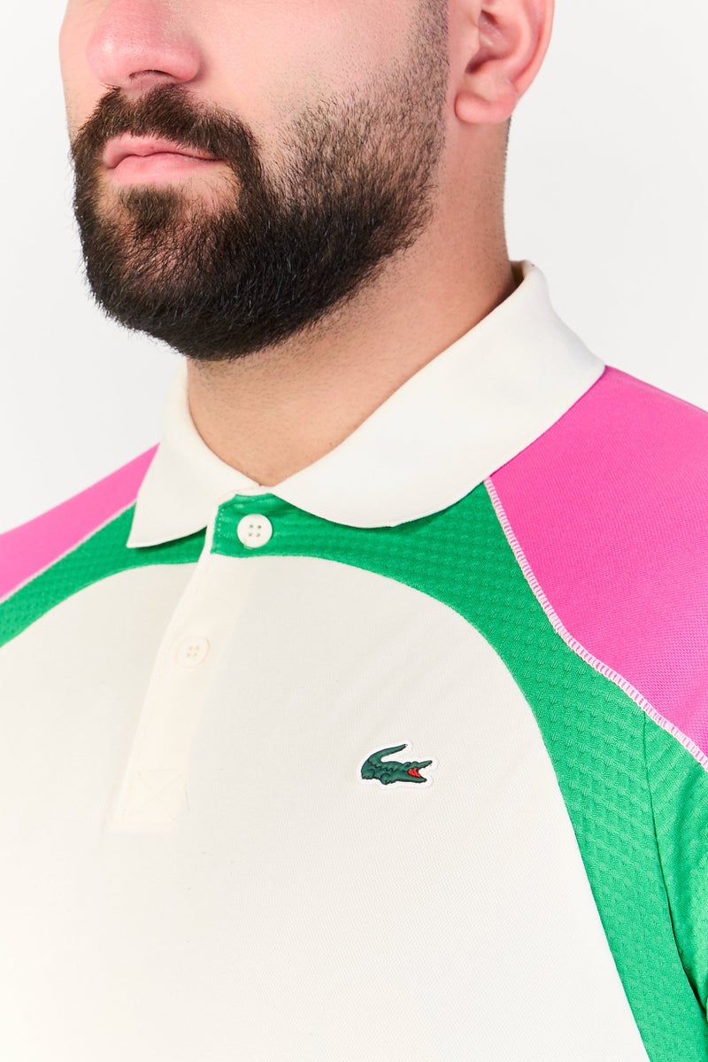 LACOSTE Men Regular Fit Short Sleeve Tennis Polo Shirt, White - Image 3