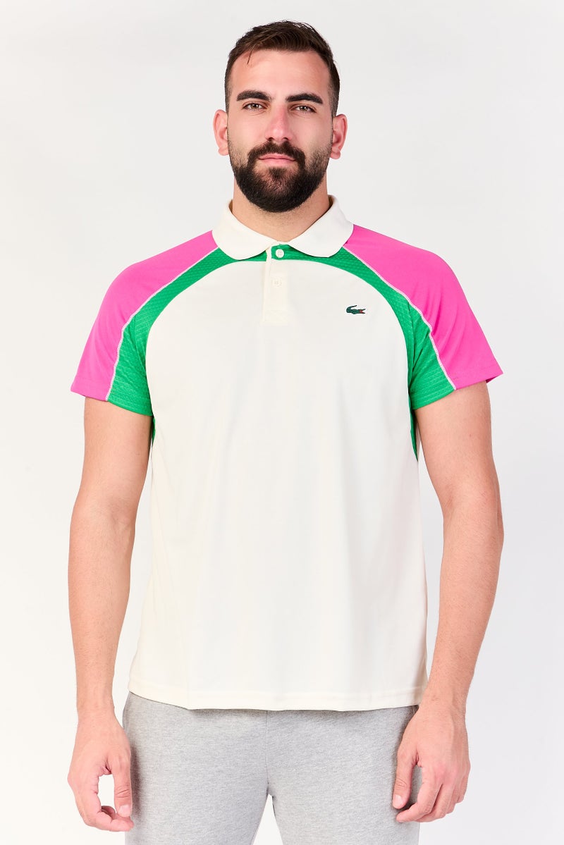 LACOSTE Men Regular Fit Short Sleeve Tennis Polo Shirt, White - Image 1