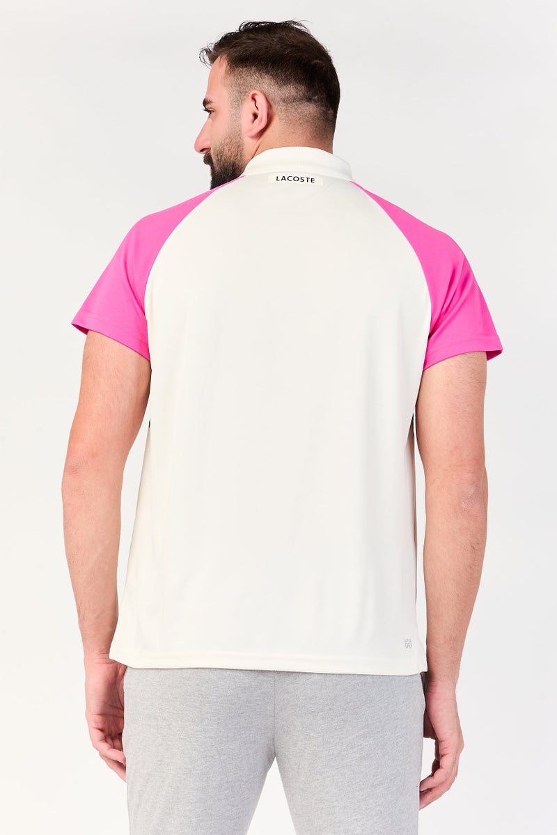 LACOSTE Men Regular Fit Short Sleeve Tennis Polo Shirt, White - Image 4