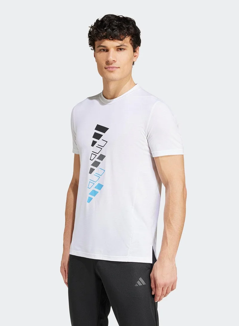 Adidas M D4T Logo G T White Training T-Shirts 2XS