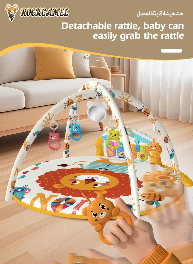 ROCKCAMEL Baby Play Gym & Activity Center, Newborn-to-Toddler Activity Gym with 5 Detachable Toys, Rotating Piano, Soft Lights, Sensory & Motor Skill Development, Large Round Playmat for Kids 0-3 Years - Image 5