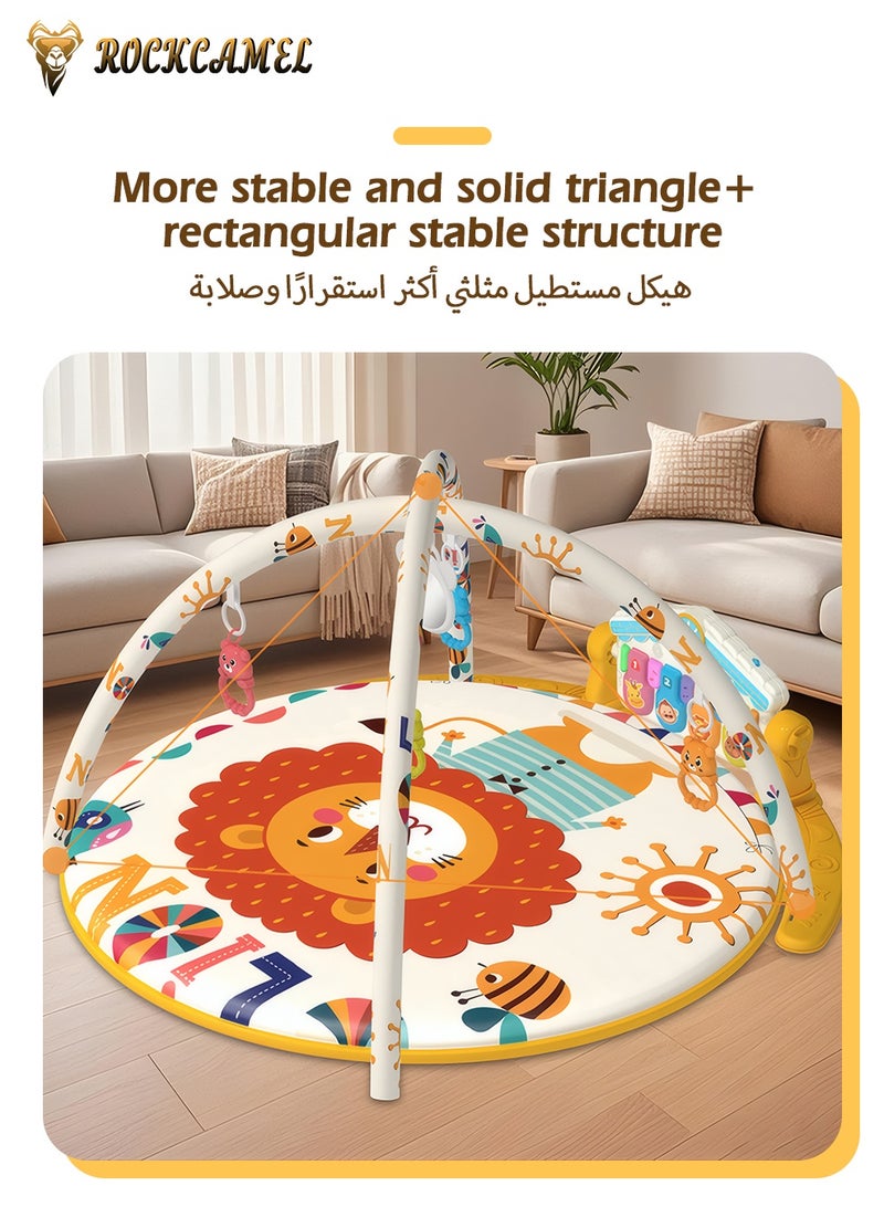 ROCKCAMEL Baby Play Gym & Activity Center, Newborn-to-Toddler Activity Gym with 5 Detachable Toys, Rotating Piano, Soft Lights, Sensory & Motor Skill Development, Large Round Playmat for Kids 0-3 Years - Image 4