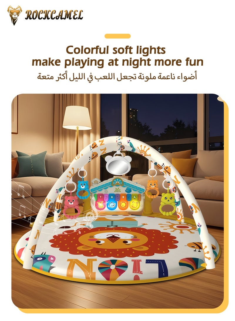 ROCKCAMEL Baby Play Gym & Activity Center, Newborn-to-Toddler Activity Gym with 5 Detachable Toys, Rotating Piano, Soft Lights, Sensory & Motor Skill Development, Large Round Playmat for Kids 0-3 Years - Image 2