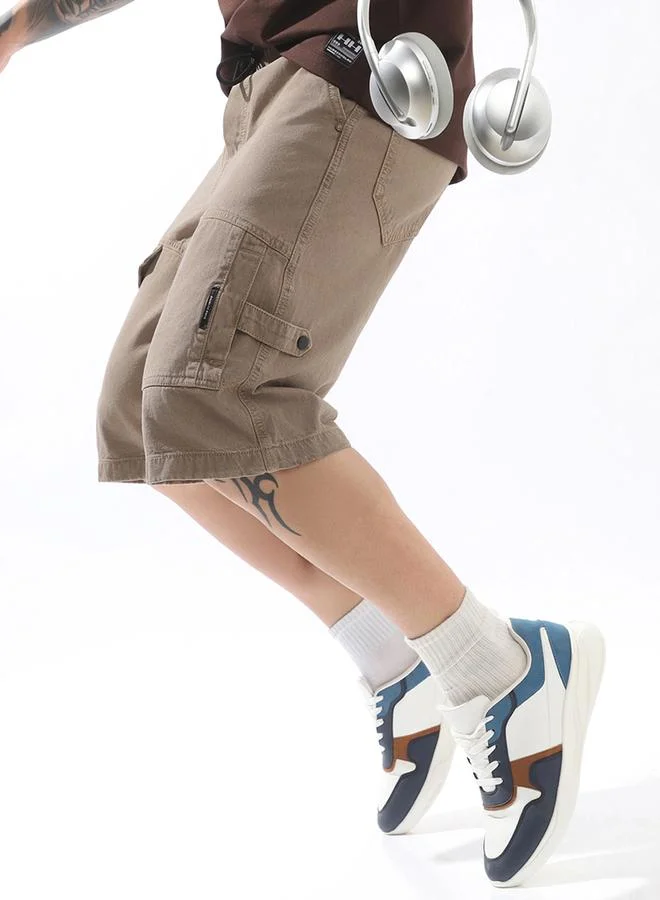 هوبرهولمي شورت رجالي بيج قطن 1% بقصة واسعة وطول قصير بنمط سادة