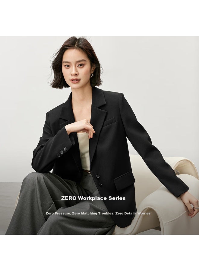 Sentubila High Sensation Women's Autumn Suit Easy-care Small Suit Casual Loose Jacket Temperament Top Black M - Image 1