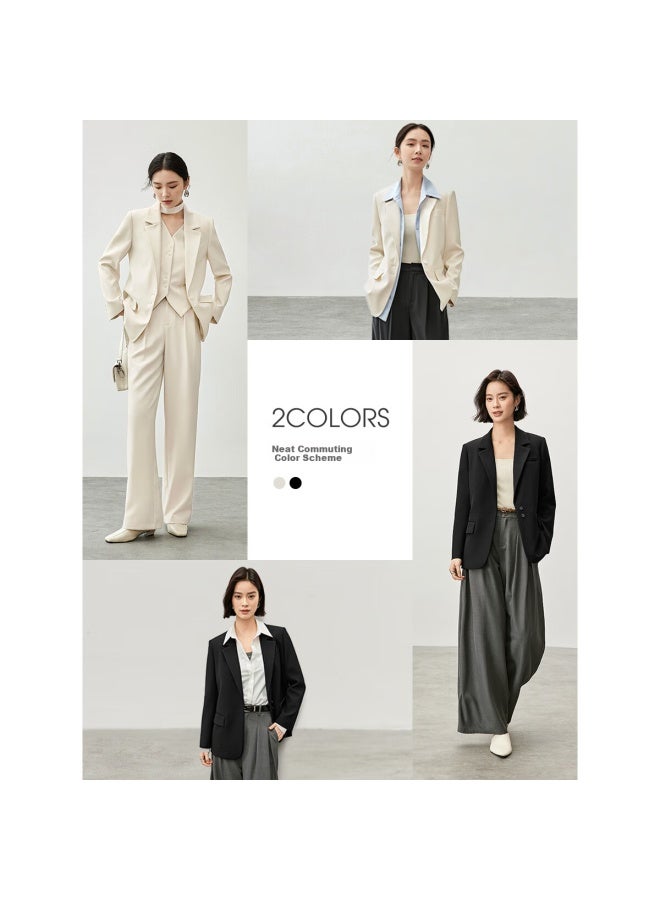 Sentubila High Sensation Women's Autumn Suit Easy-care Small Suit Casual Loose Jacket Temperament Top Black M - Image 2