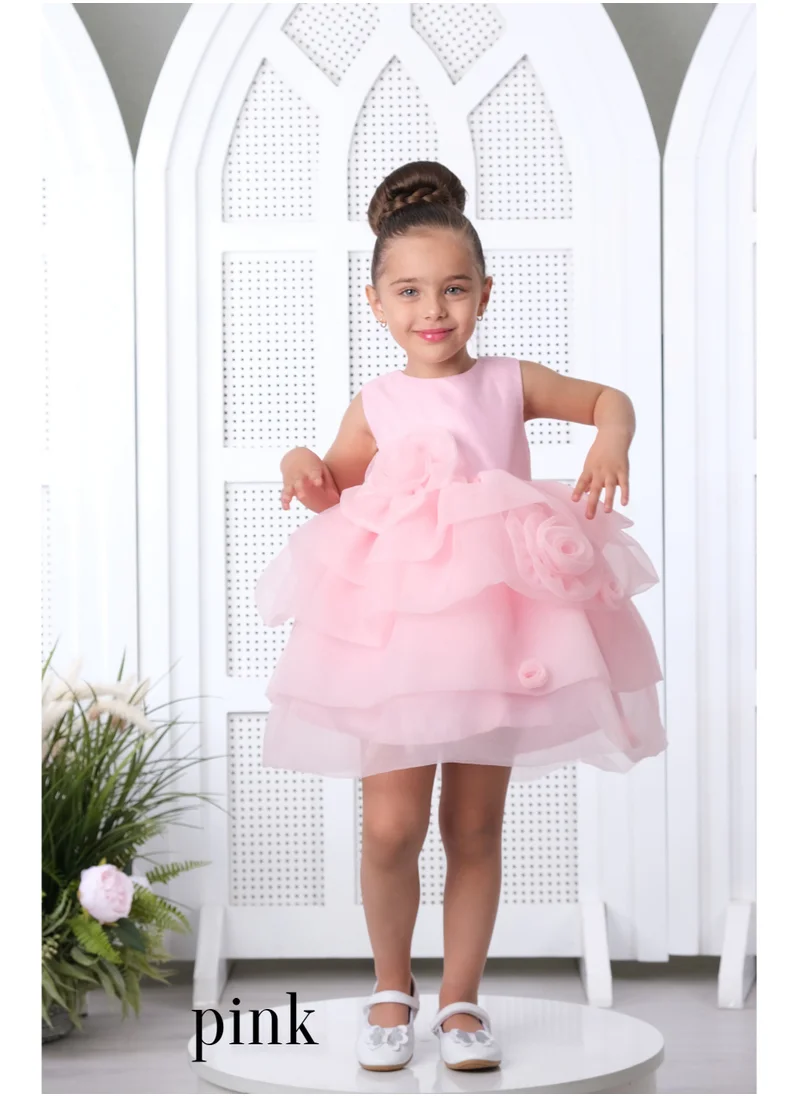 VIA BAMBINO Flower Baby Dress Pink 3080