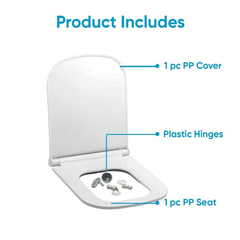 Parryware Parryware Verve Soft Close Toilet Seat Cover with hinges Standard Size White I Commode Seat Cover I Seat Closes Quietly without Slamming sound I For Bathroom Fixtures  - Image 4