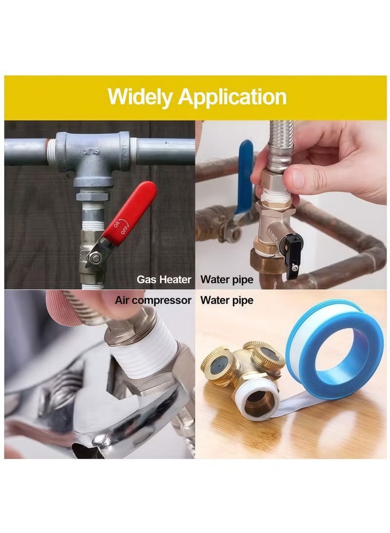 4 قطع من شريط التفلون، شريط مانع للتسرب، شريط مانع للتسرب من مادة PTFE للأنابيب، شريط مانع للتسرب لتسربات الأنابيب، شريط مانع للتسرب لأنابيب المياه ذات الوصلات الملولبة، 20 مم × 0.2 مم × 15 م - Image 2