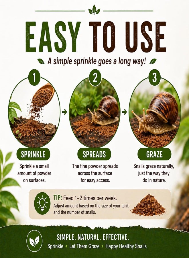 Snail Food Powder – BSFL Protein Sprinkle Feeding Powder for Land Snails & Small Invertebrates | Supports Shell Growth & Natural Grazing | 100% Black Soldier Fly Larvae - Image 4