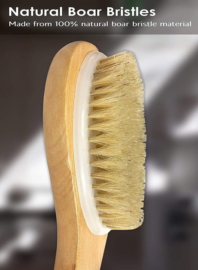 AISHU Wooden Bath Brush for Dry Brushing | Natural Boar Bristles with Contoure Angled Wooden Handle | Dry Brushing Removes Dead Skin and Stimulates Blood Circulation - Image 3