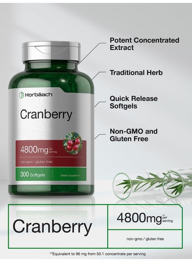 Horbäach Cranberry Pills for Women and Men 4800mg | 300 Softgels | Non-GMO, Gluten Free Supplement | from Concentrate Extract - Image 4
