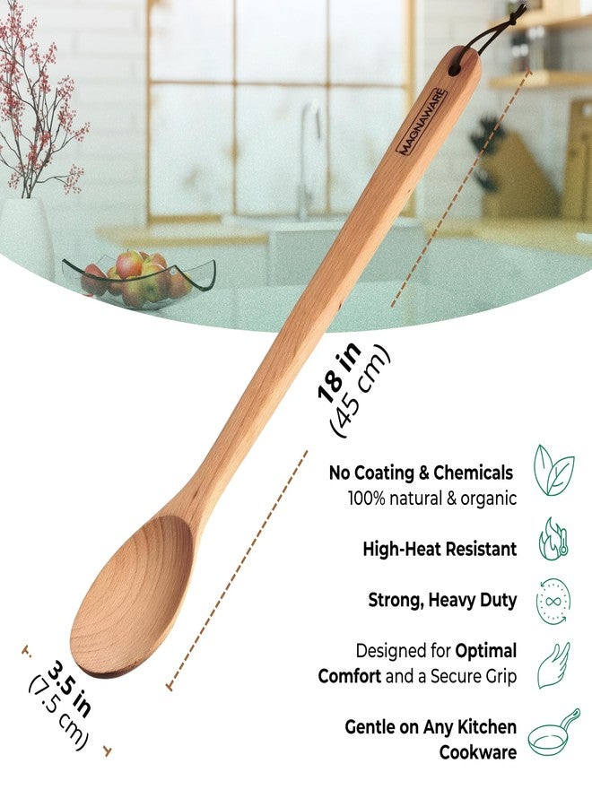 MAGNAWARE Extra Long Wooden Spoon, 18-inch Heavy Duty Stir Paddle for Cooking in Big Pots - Large Cooking Spoon For Cajun, Brewing, Mixing, Stirring - Solid Natural Hard Wood Large Spatula - Image 3