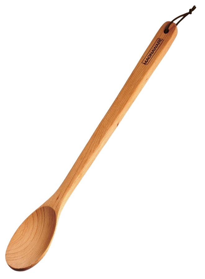 MAGNAWARE Extra Long Wooden Spoon, 18-inch Heavy Duty Stir Paddle for Cooking in Big Pots - Large Cooking Spoon For Cajun, Brewing, Mixing, Stirring - Solid Natural Hard Wood Large Spatula - Image 1