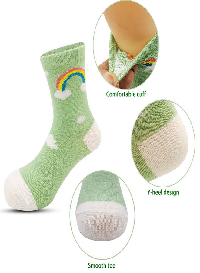 Zumou جوارب قطنية لطيفة للأطفال الصغار من زومو، مقاس 4T، عبوة من 10 جوارب (مقاس M (3-5T) / للأطفال الصغار، بألوان قوس قزح) - Image 4