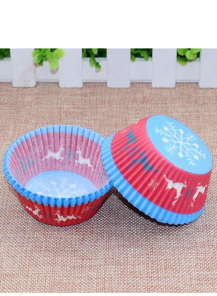 100Pcs/set  Cupcake Baking Paper Cases Cake Box,Disposable Muffins Baking Cupcake Mould 6.8x5x3cm - Snow Flower - Image 1